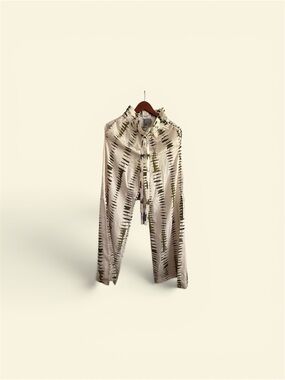 Tie-Dye Stripe Drawstring Pants in Beige & Olive